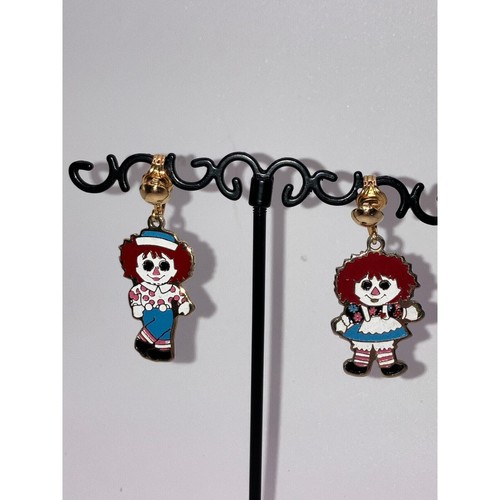 Orecchini Vintage Raggedy Ann and Andy Clip-On 1 3/8 pollici! - Foto 6 di 8