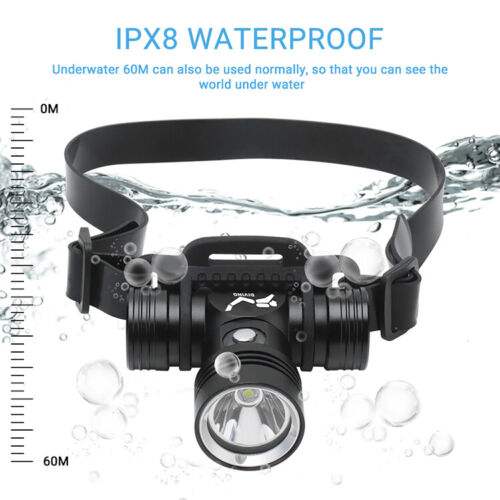 Diving LED Headlamp Waterproof Underwater Headlight Light for Scuba Head Torch - Picture 7 of 17