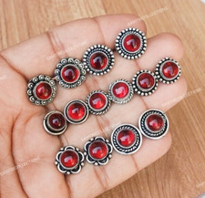 Garnet Wholesale Stud Earrings Lot 92.5 Silver Plated Handmade Bulk Jewelry Sale
