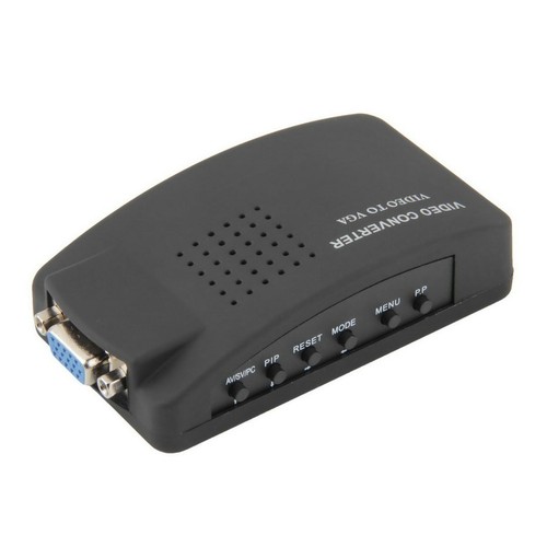 TV RCA Composite S-Video AV IN To PC VGA LCD Out Converter Adapter Box Black - Picture 5 of 12