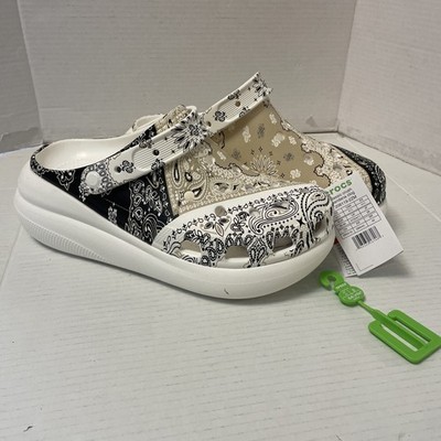 Crocs Classic Crush Bandana Clog White/ Black/ Beige Slip On Men's Size 11