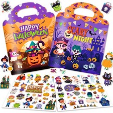2 Pack Halloween Reusable Sticker Books for Toddlers 1-3, Activities Books Cr...