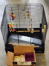 20"x20"x15" Bird Cage with Perches, Toys  Feeders   Parakeet, Finch, Canary