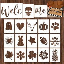 18 Pcs Stencils for Door Mats Reusable Festival Templates Large Seasonal Pain...