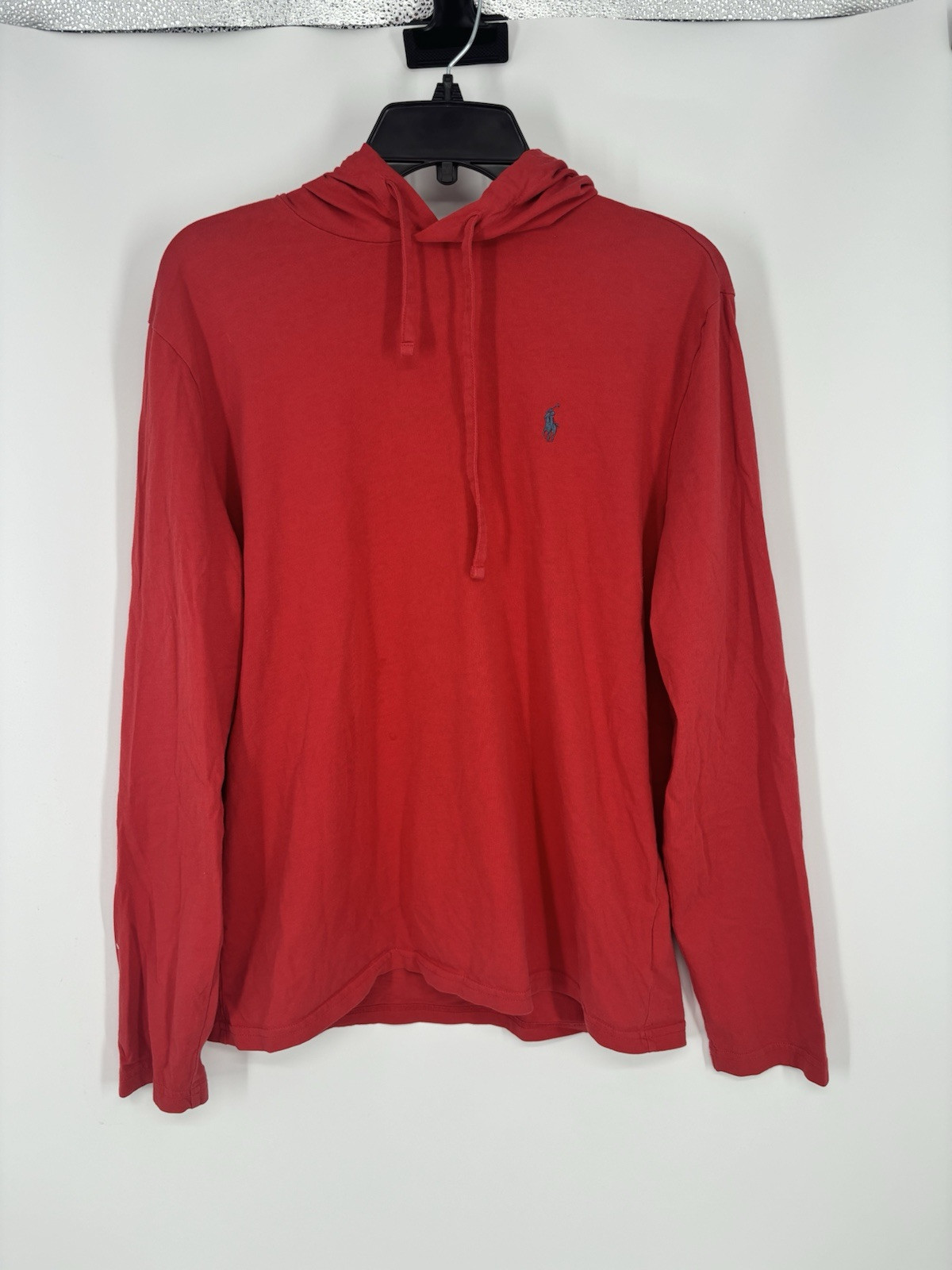 Polo Ralph Lauren Felpa Leggera con Cappuccio Pullover Pony Rosso Coulisse MED