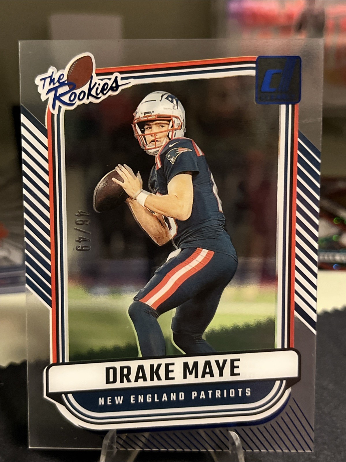 DRAKE MAYE 2024 CLEARLY DONRUSS THE ROOKIES BLUE PATRIOTS RC /49 Q4221