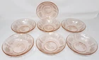 7 Federal Depression Glass Pink Sharon Cabbage Rose Cereal Bowls 6"  EXC