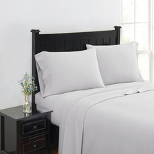 London Fog Solid Flannel Sheets Grey Cotton 3-Piece Twin Sheet Set Solid 100