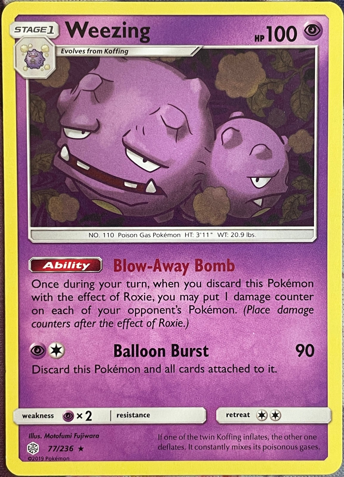 Weezing Rare - 77/236 - Cosmic Eclipse Pokemon 2019
