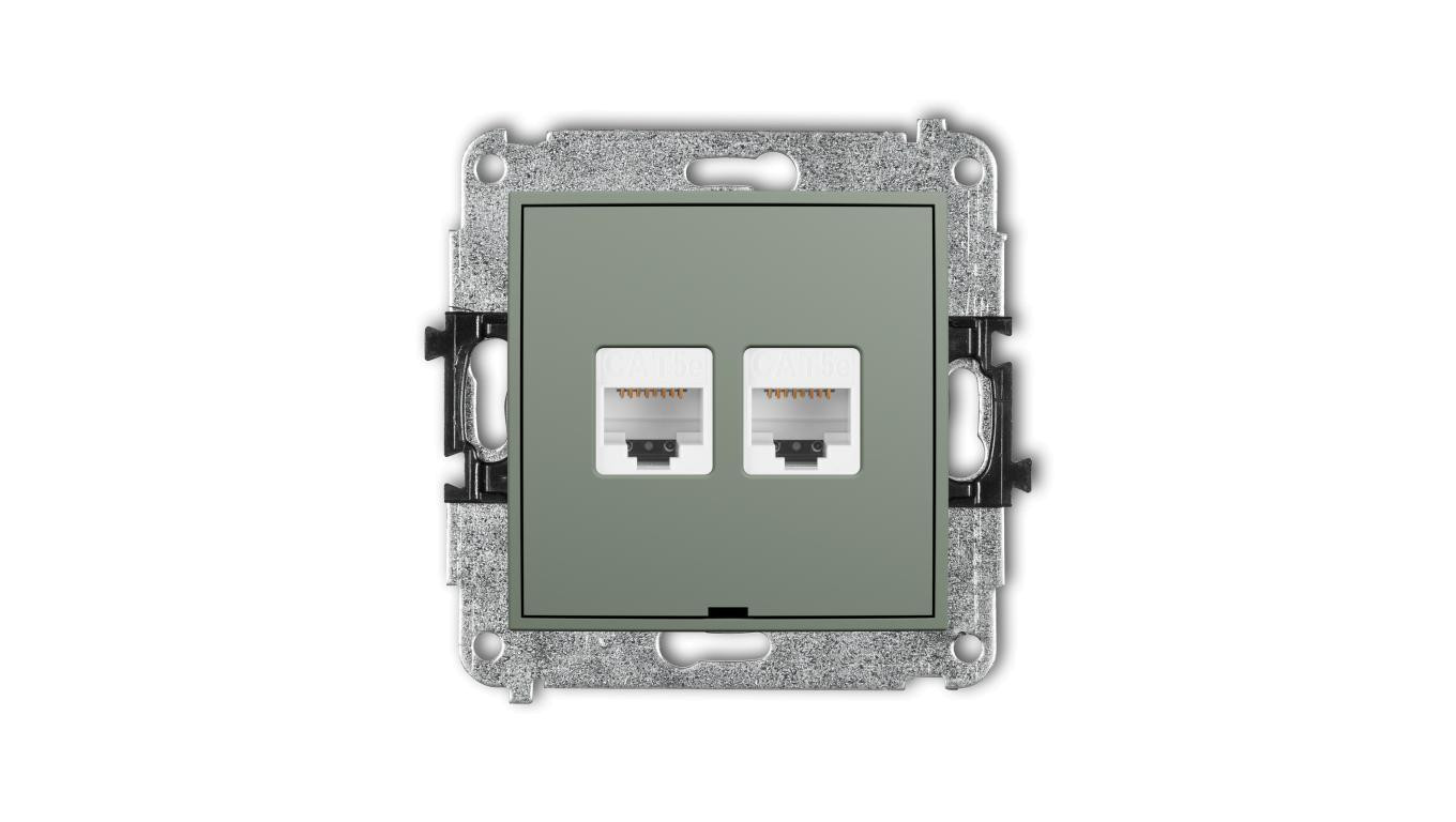MINI Dual Computer Socket Mechanism 2xRJ45, Cat. 5e, 8-pin, without label /T2UK