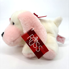 Russ Berrie Cyrano Valentine Heart Dog Plush Puppy Stuffed Animal Pink NWT