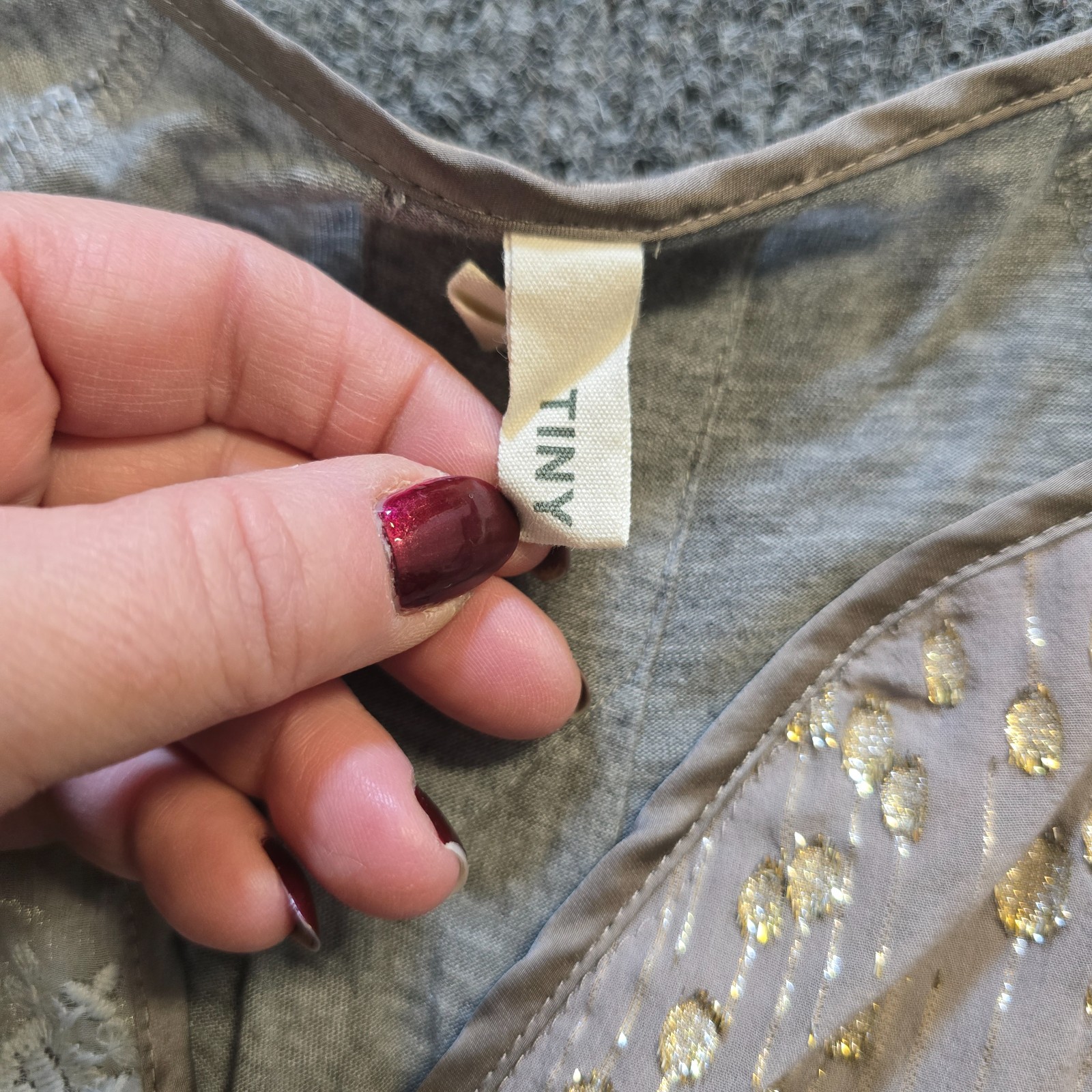 Tiny Top Womens Size Small Gray Patchwork Boho Sh… - image 4