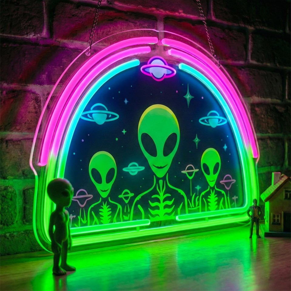 Alien Neon Sign,Neon Signs for Wall Decor,Space UFO LED Neon Light Wall ...