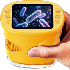 Microscope for Kids 200-1000X, STEM Toy Science Kit for Kid Yellow  Handheld D