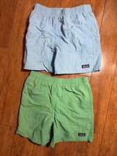 Lot Of 2 Patagonia Kids Boys Baggies Shorts Lined Blue Green Size XL 67035 Paint