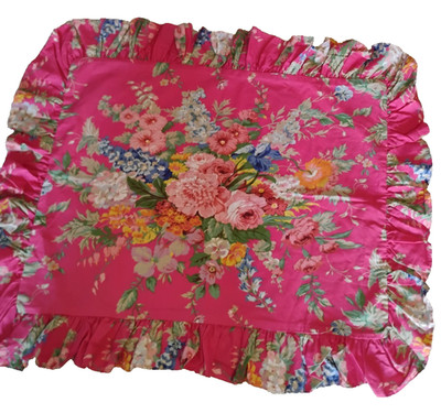 Vtg 90's Ralph Lauren Beach House Fushia Standard Floral Pillow Sham Pink NEW!