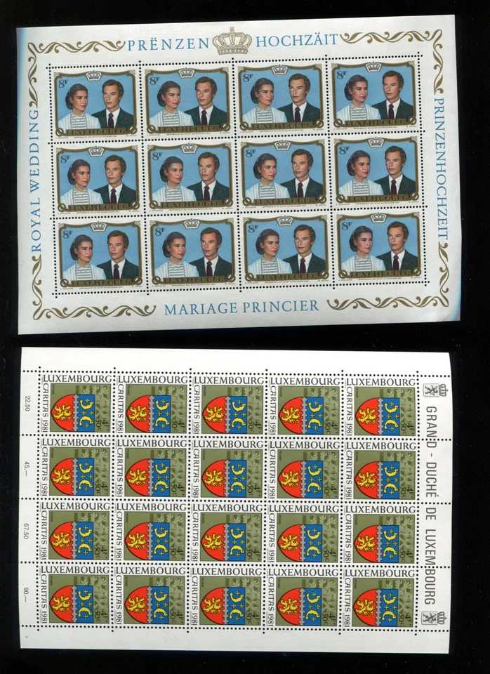LUXEMBOURG MNH Mini Sheet Lot + Folder 10 Items - Image 2 of 4