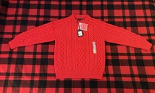 FILSON WOOL FISHERMAN  S SWEATER 20205484 RED SCOTTISH BAG CABLE HAND KNIT RARE