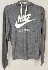 Nike Womens Just Do It Swoosh Hoodie Pullover Sweatshirt Grey Size Medium NWT
