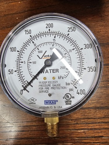 New WIKA Water Pressure Gauge 400 PSI Fire Protection Servi