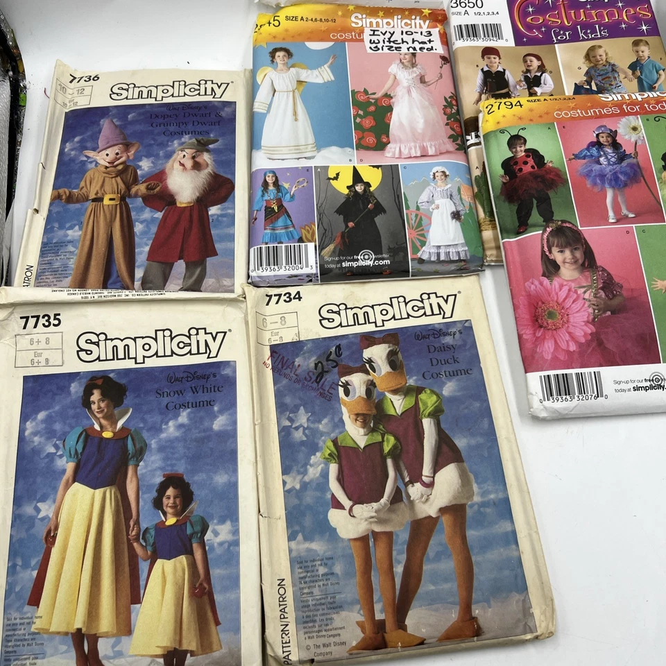 Vintage Simplicity Lot of Costumes Mixed Lot Disney Princess Chef and More - Image 4 of 4