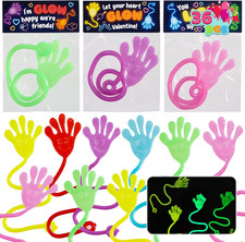 36 Pack Valentines Glow Sticky Hands with Cards Classroom Kids Party Favors Fun 