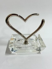 Pandora Crystal Silver Open Heart Charm Ring Holder Jewelry Stand Etched 3x3.5