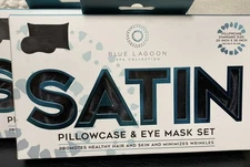 Blue Lagoon Satin Standard Pillowcase And Eye Mask Set Spa Collection BLACK