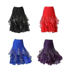 Frauen Ballsaal Latein  Tango Dance Rock Pailletten Kleid Tanzrock Hüftrock