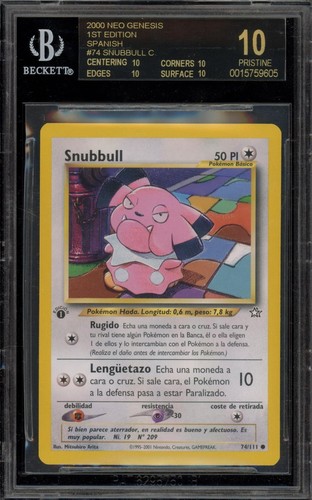 Pokemon Snubbull Neo Genesis 1st Edition Spanish 74 Bgs 10 Black Label