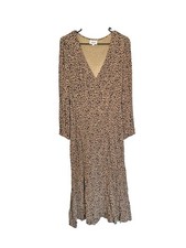 Seed midi dress size 8 au boho leopard midi long sleeve flowy casual  