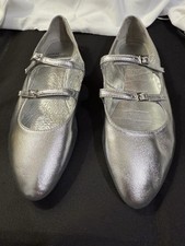 Jeffery Campbell-Satine Mary Jane Flats -Silver Size 7M