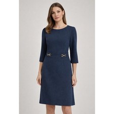 Ann Taylor Navy Blue Midi Sheath Dress Size 16 3/4 Sleeve Classic Career Wear