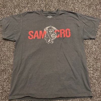 Sons of Anarchy SAMCRO Reaper Graphic T-Shirt Mens XL Black Flaming Reaper Back