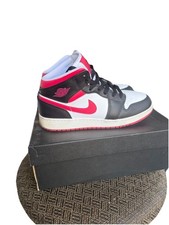 Nike Air Jordan 1 Mid Very Berry Red Black Youth Gs Size 7Y