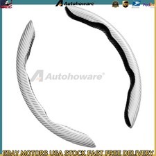 White Universal Segmented Anti-slip Carbon Fiber Hard Car Steering Wheel Cover A