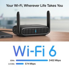 Roam 6 AX3000 Portable Wi-Fi 6 Travel Router Dual-Band USB C Compact, Black