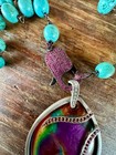 Turquoise Necklace with Pink sapphire clasp and Colorful Surfite Pendant — photo 4