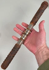 Antique Horse Riding Crop Whip Leather Inlaid Wood Pearl Ottoman Syrian 19th C.