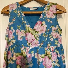 Jojo maman Bebe Dress Size 10 Cotton Maternity Nursing Pregnancy Blue Floral