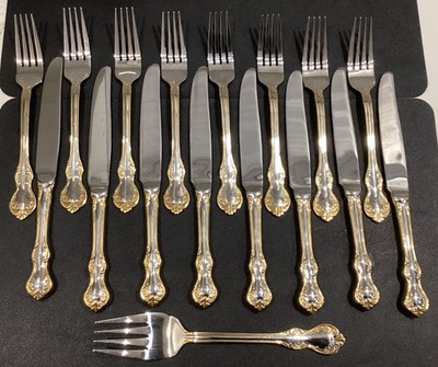 17 Piece 'Cooks Essentials '18/10 Stainless W/ Golden Accent Cutlery Set 