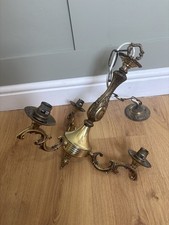 Vintage 3 Arm Brass Chandelier Ceiling Light Ornate Traditional Antique Style