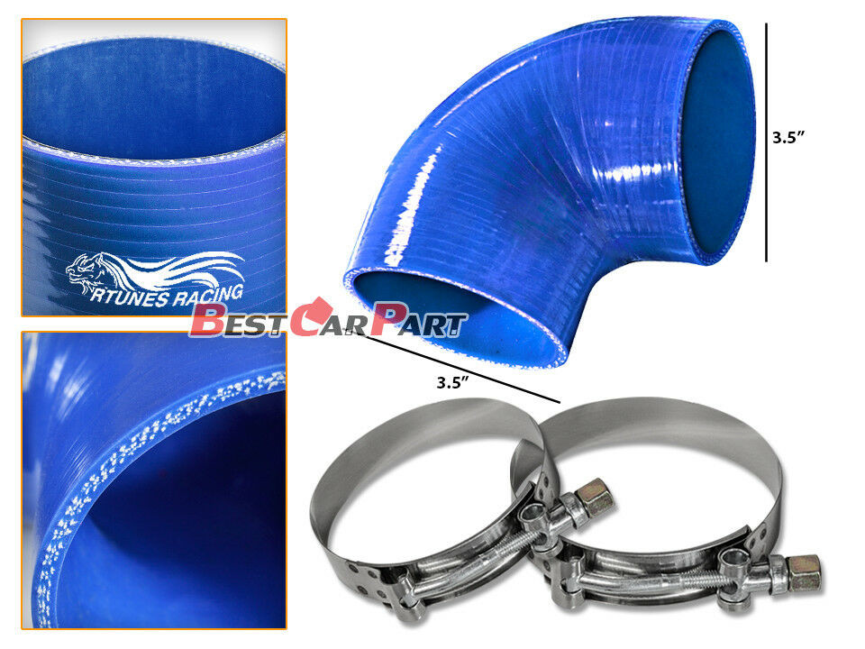 BLUE Silicone 90 Degree Elbow Coupler Hose 3.5