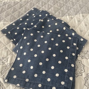 Pottery Barn Napkins Set Of 4 Blue And White Polka Dot