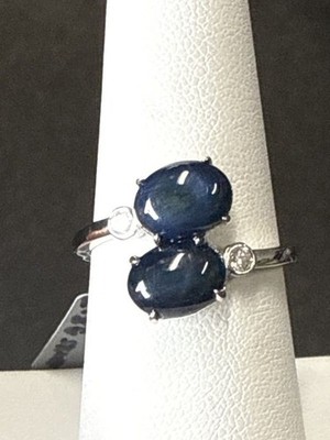 4.47ctw Blue Star Sapphire & Diamond Ring 925 Sterling Silver-GGA Cert