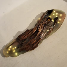 Custom 300 yr old cypress wood epoxy resin deep water fish sculpture 8x24 lights