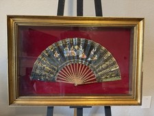 Antique Spanish Framed Fan. Frame Size Is 18 27.5
