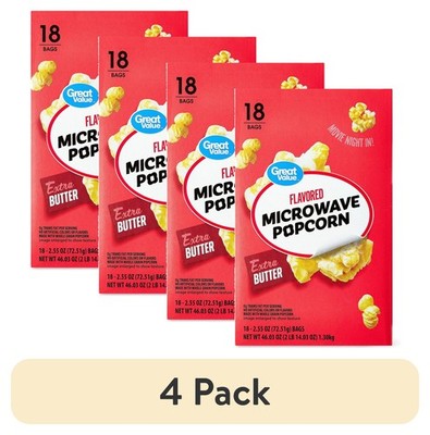 Extra Butter Flavored Microwave Popcorn 18 Count 2.55 oz 4 Pack