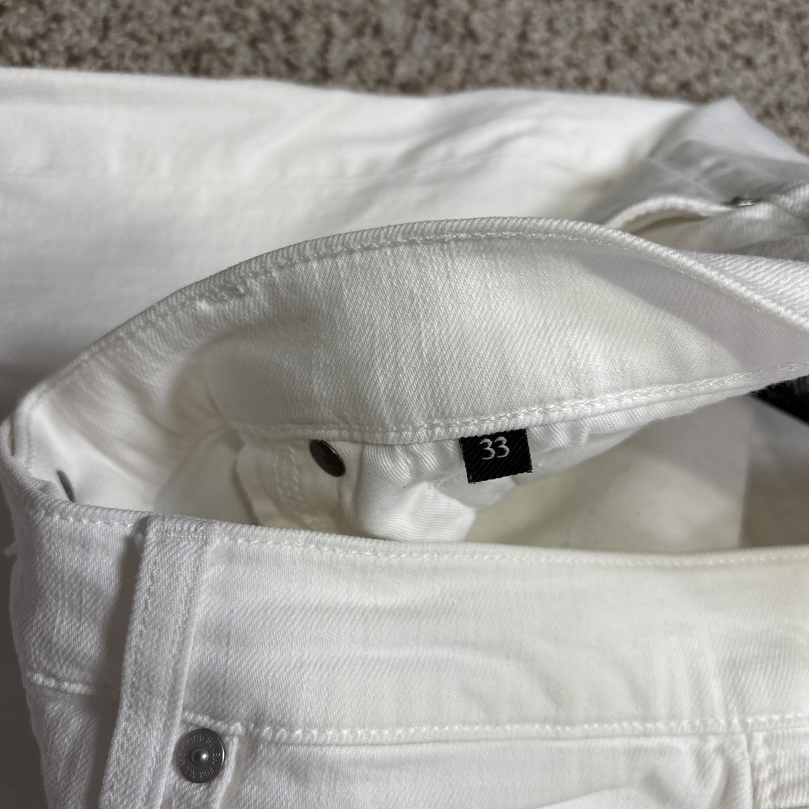 7 For All Mankind Slimmy Pants Mens 33 X 31 Distressed White Jeans - View 7