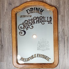 Vintage Wall Mirror Drink Dr. Brown's Sarsaparilla Soda Beer Bar Sign Wood Frame